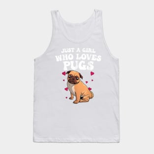 Cute Pug Design For Women Girls Dog Owner Puppy Pug Lover T-Shirt Tank Top